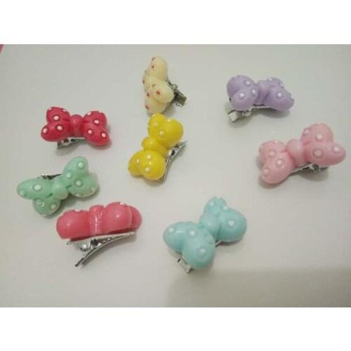50pcs New!!! Pet Dog Grooming Accessories Handmade 2cm mini Cat Hair Bow Clip Pet Supplies mixed colors