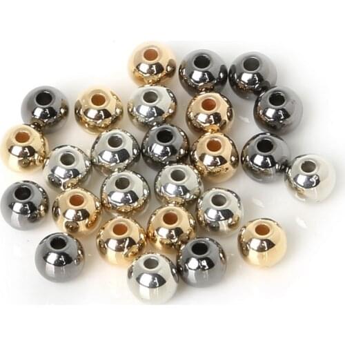 6mm 600pcs Gold/Rhodium Plated Acrylic Plastic CCB Round Loose Spacer Beads for DIY Necklace Bracelet Jewelry Findings