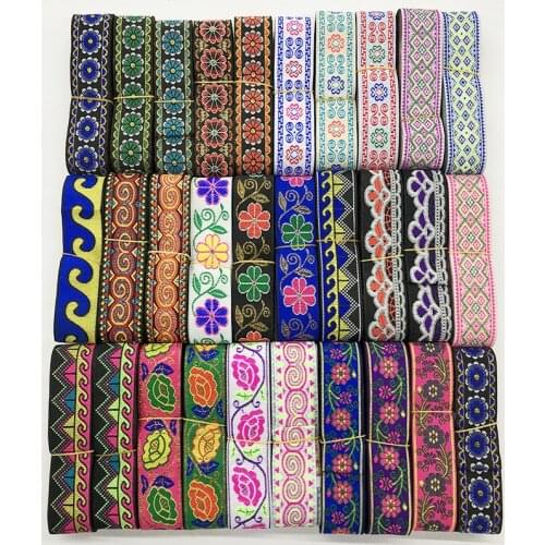 7 Meters 3.3CM Ethnic Embroidery Lace Ribbon Boho Jacquard Lace Trim DIY Clothes Bag Accessories Embroidered Fabric