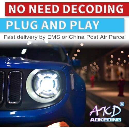 AKD Car Styling Headlights for Jeep Renegade 2015-2018 LED Headlight DRL Head Lamp Led Projector Automotive Accessories