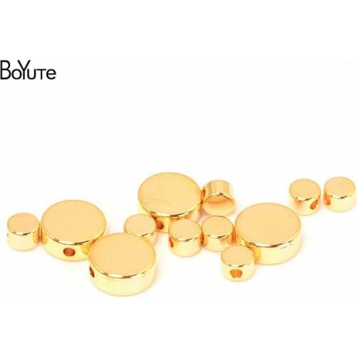 BoYuTe (20 Pieces/Lot) 4-5-6-7-8MM Round Shape Real Gold Plated Spacer Beads Factory Direct Sale Diy Beads Jewelry Making