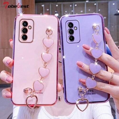 Fashion Love Bracelet Chain Plating Silicone Case for Samsung A12 A22 A32 A42 A52 A72 A82 4G 5G Coque Soft TPU Cover