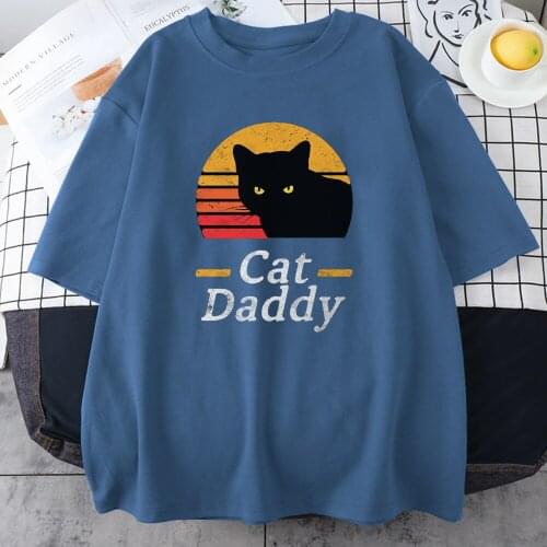 Black Cat Daddy Printing Women t-Shirt Summer Casual Loose Tops Leisure o-Neck t Shirt Fashion Style Oversized Female t Shirts
