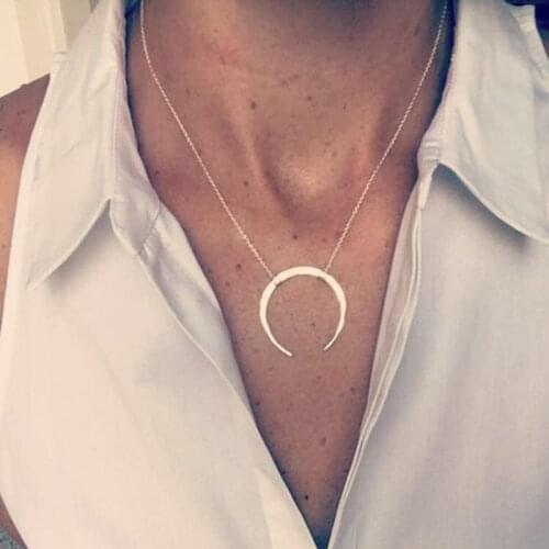 Hammered Gold Moon Necklaces Handmade Jewelry Gold Filled/925 Silver Pendant Vintage Choker Kolye Jewelry Women Boho Necklace