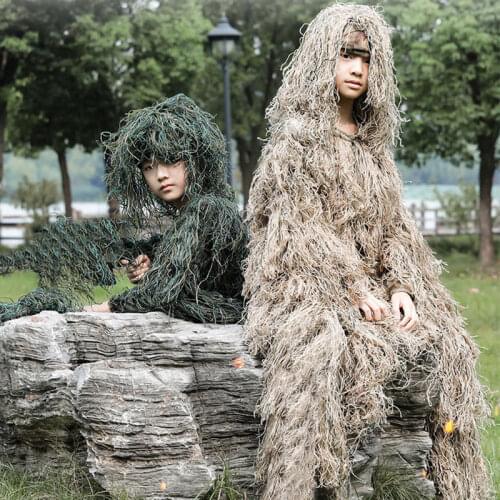 5Pcs/Set Child Camouflage Tactical Suit Kids Camouflage Ghillie Suit for Set Invisibility Cloak Hunting Clothes Bionic Suits
