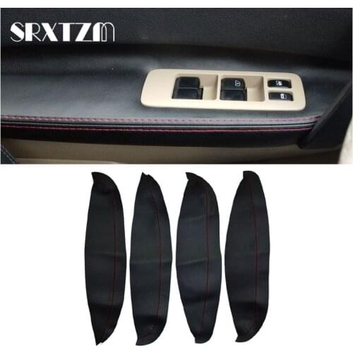 For Nissan QASHQAI J10 2007 - 2015 4pcs Microfiber Leather Door Handle Panels Armrest Covers Protective Trim with Mount Fittings