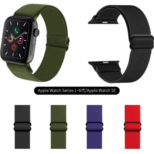 Adjustable Nylon Weave Strap for iWatch Series SE/6/5/4/3/2/1 Stretchy Wrist Band for Apple Watch 38MM 40MM 42mm 44mm