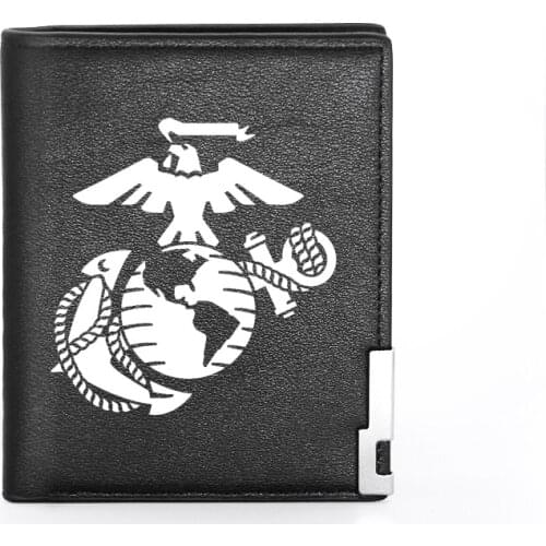 United States Marine Corps Leather Men Wallet Classic Credit Card Holder Short Purse
