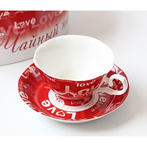 Creative love coffee cup and dish couple breakfast milk cup gift drinking cup gift box coffee cup and Dish Set