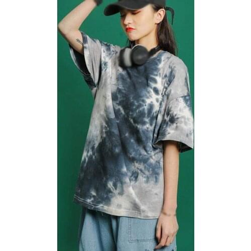 Summer New Tie-dye Tops Loose Casual Prints Plus Size T-shirt Fashion Wild Short-sleeved T Shirt Top Couple Wear