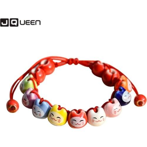 Lucky Cat Bracelet Ethnic Style Ceramic Soft Pottery fashion jewelry women chains accessories