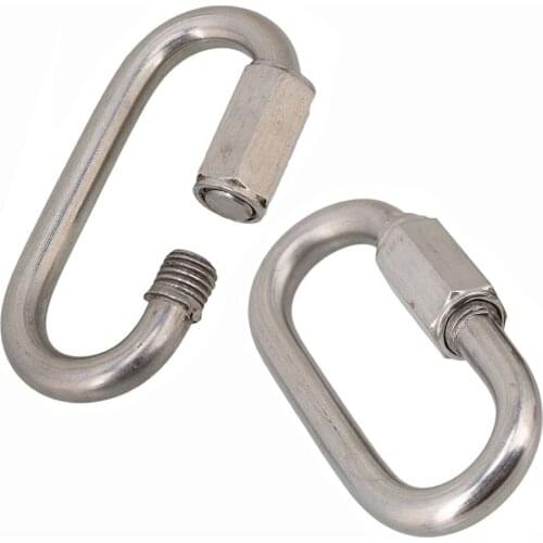 Multifunctional 304 Stainless Steel Carabiner Quick Oval Screwlock Link Lock Ring Hook M9 Pack of 2