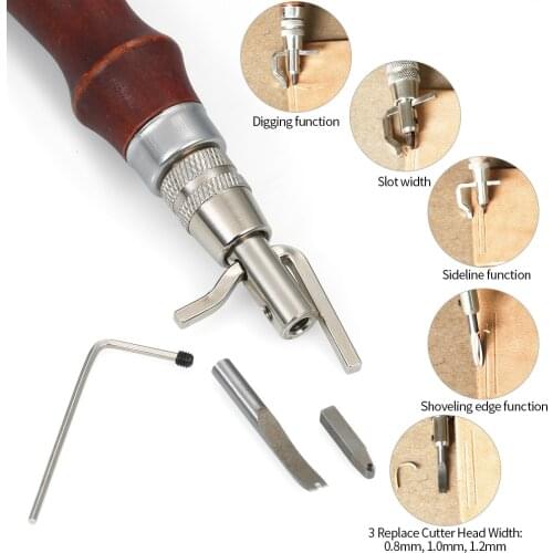 5 in 1 Leather Stitching Tool Set Grooving Device Edger DIY Leather Craft Sets Sew Crease Leather Wood Steel Hand Tool