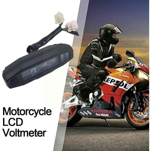 Motorcycle LCD Digital Fuel Voltage Speed Ometer 1200RPM Oil Gear Motorcycle Odometer 12V 5 Switching Display Voltage Level I3T6