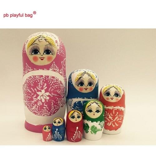 PB Playful bag Seven layer pink Russian dolls lovely beautiful wooden toy set Valentines day decoration craft gift HG53