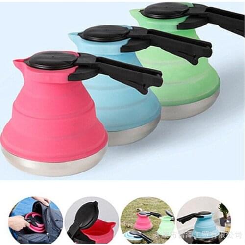 Wholesale 1.5L folding silicone teakettle Travel portable water kettle