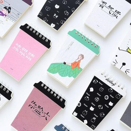 Spiral Fresh Of Milk Tea Cup Printed w16 Gril/Cat/Letter Spial Small n04 White-collars Student Supply Notebook