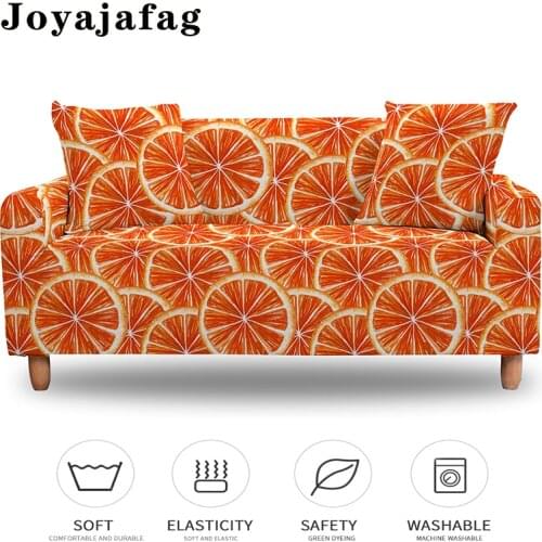 Fresh Cartoon Fruits Printing Elastic Slipcovers L Shape Couch Cover For Living Room Decor Washable Sofa Covers 1/2/3/4 Seaters