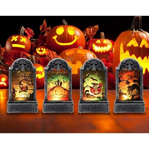 Halloween LED Glowing Tombstone Light Retro Simulation Bat Ghost Ghost Hand Skeleton Kids Toy Home Garden Decorations