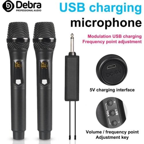 Debra MU2 Universal UHF Wireless Rechargeable Handheld Microphone,Use With Stage Equipment, Such As Mixers, Speakers, etc