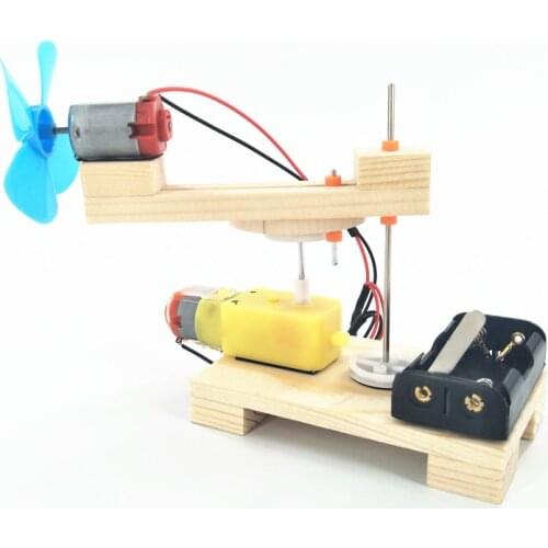 Shake the head fan small production student DIY science science experiment junior assemble sintered hand fan wooden model