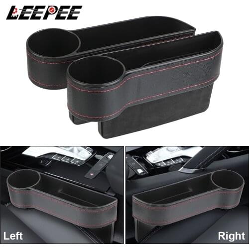 Leather Car Seat Gap Storage Box Universal Seat Gap Slit Box With Charging Hole Phone Bottle Keys Holder Box Car Organizer
