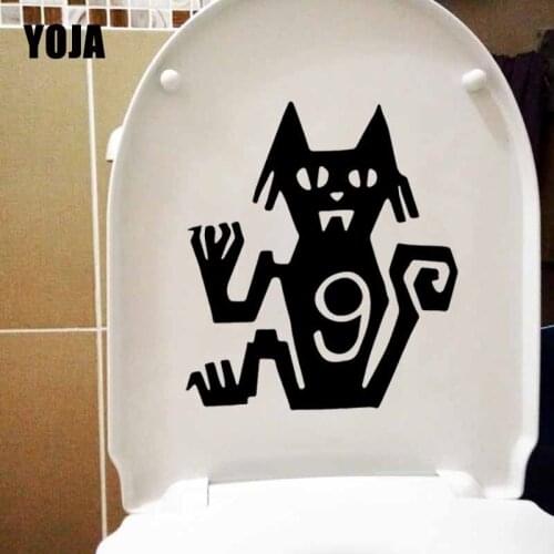YOJA 21X23.9CM Funny Toilet Sticker Cat Nine Lives Bedroon Home Decor Wall Decal T5-0206