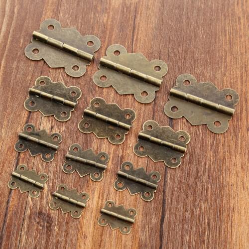 10Pcs Vintage Jewelry Wooden Boxes 4 Hole Butterfly Hinge Cabinet Furniture Hinges Furniture Fittings For Door with Screws