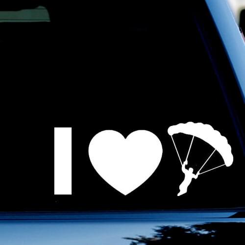 12.7cm*5.1cm I Love Skydiving Parachute Heart Funny Car Sticker Bumper Window Vinyl Decal