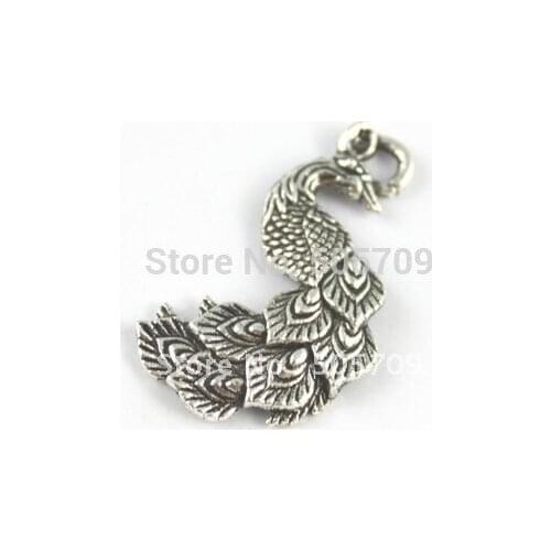 180PCS Tibetan silver cute peacock charms A15701