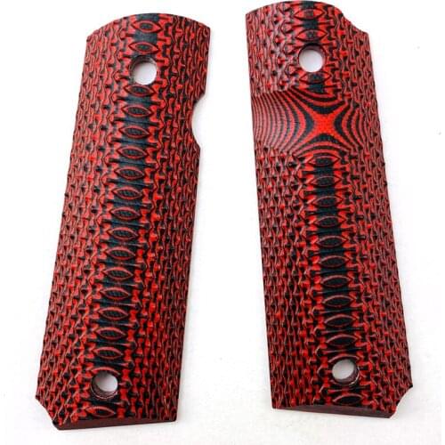 2Pieces 1911 Full size Grips Patch Red G10 material Handle Grips Patch Custom Grips CNC Handle Grips