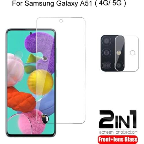 2 in 1 For Samsung Galaxy A51 ( 5G / 4G ) Camera Lens Film & Screen Protector Guard Protective HD Tempered Glass Explosion Proof