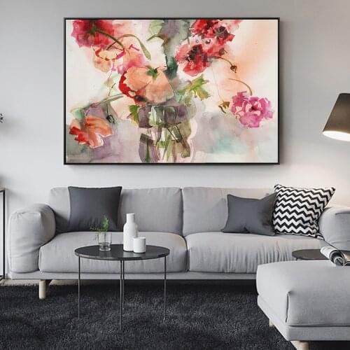 Watercolor Flowers Wall Pictures For Living Room Posters And Prints Flowers Canvas Paintings Wall Art Canvas Prints Home Decor
