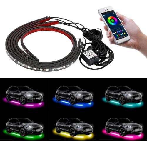 Car Underglow LED Light Waterproof APP Control Car Chassis Neon Atmosphere Light RGB Multicolor LED Strip Car-styling