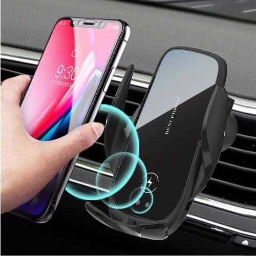 15W Car Wireless Charger For iPhone 12 11 XS XR X 8 Samsung S20 S10 Magnetic USB Infrared Sensor Phone Holder Mount