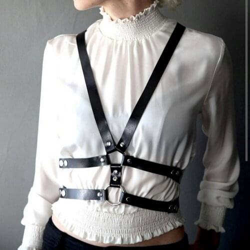BDSM Sexy Body Chest Harness Women Harness Goth Garter Sword belt Leather Lingerie Costume Suspender Punk Erotic Bdsm Bondage