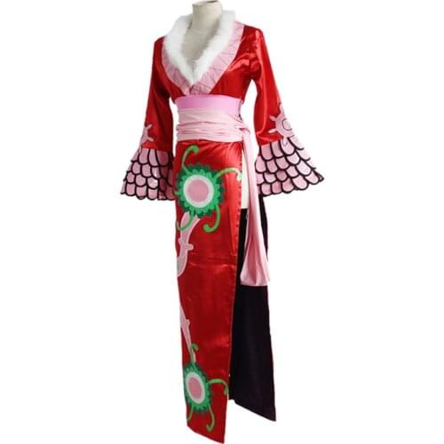 Brdwn One Piece Womens Boa Hancock Cosplay costume kimono Cheongsam (top+skirt+belt)