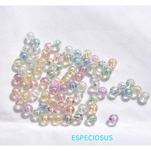 DIY Jewelry Making Accessory 8MM Round Shaped Spacer Mix Color Glittering Acrylic Beads Transparent Necklace Handcraft Findings