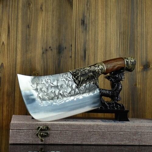 Household Bone Chopping Knife Handmade Forged Bone Cutter Chef Knife Chopping Bone Meat Slicer With Knife Cover