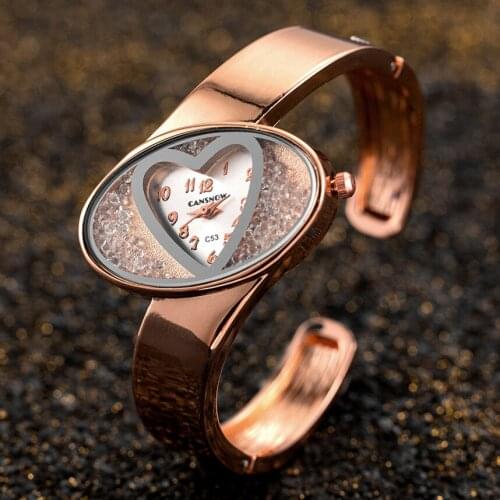Womens Luxury Bracelet Watches Top Brand Designer Heart Shaped Quartz Watch Women Rose Gold Wrist Watch Female Clock Relogio