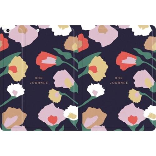 For Ipad Mini 5 Pro 11 Air 4 Case Anti-drop Protective Shell Fresh and Ultra-thin Dark Blue Flowers