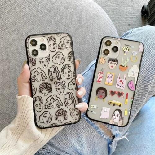 European Pop Boy Girl Matte Hard PC Phone case For iPhone 12 Pro Max 11 Pro Max X XS XR SE 7 8 plus INS personality cute cover