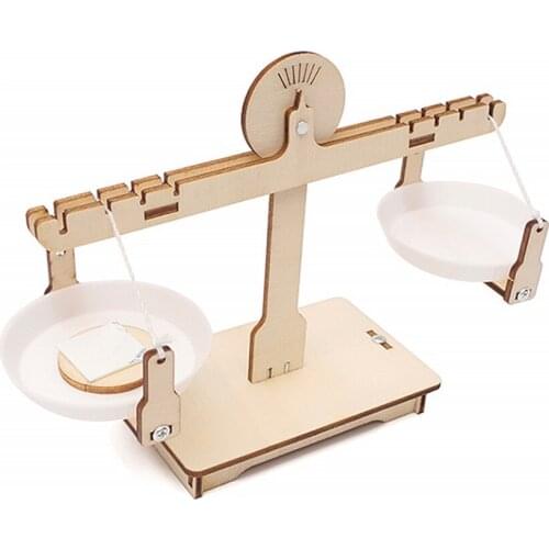 Wooden Balance Scales Model Kit Children Fun DIY Assembled Physics Math Learning Educational Toy Gift for Stem Students Kids Boy