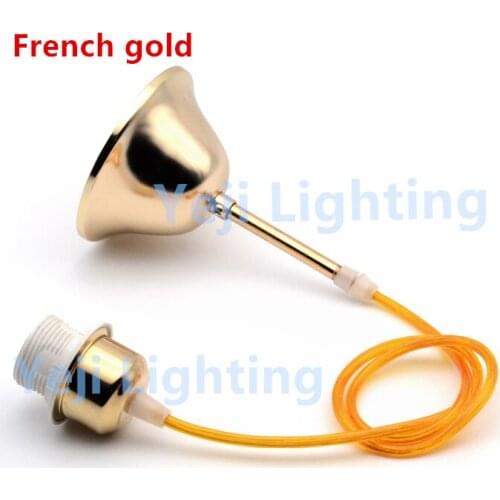 French gold ceiling rose with lamp base E27 socket cord set ceiling rose with cable wire for chandelier lighting accseeories