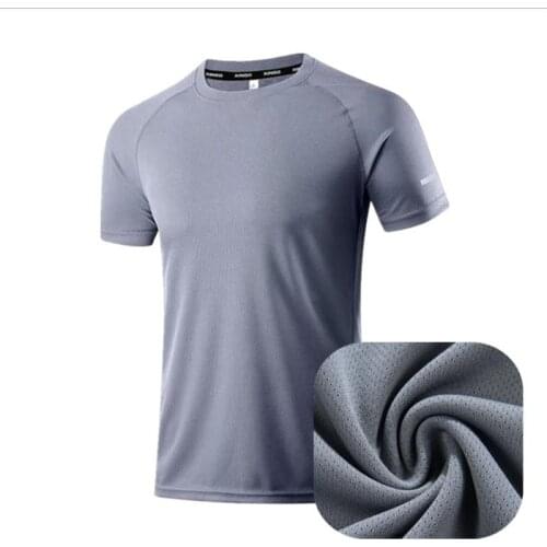 Seamless Mesh Ice Silk T-shirt Mens o-neck Summer Breathable Short Sleeve quick-drying Sports Leisure Shirt Mens Tops