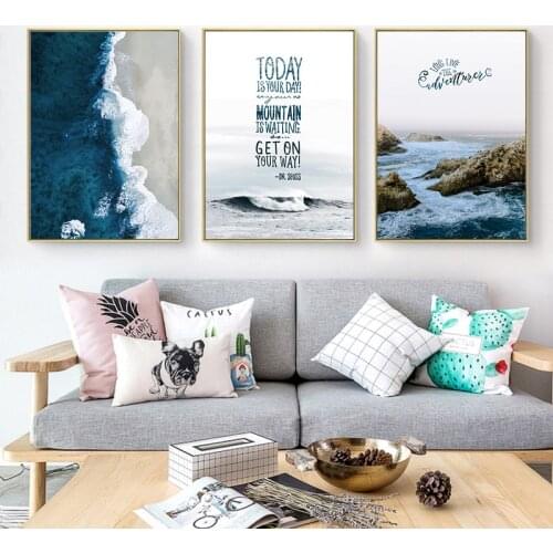 Sea Waves Landscape Canvas Poster Nordic Style Beach Wall Art Print Painting Decoration Picture Scandinavian Home Decoration