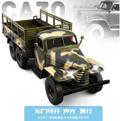 1:32 high simulation liberation CA30 military model truck transport alloy car model sound and light open door metal toy for gift