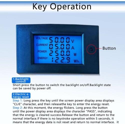 DC 7.5-100V 20A 2000W Power Energy Meter Wattmeter Electrical Panel Gauge Monitor Digital Display Volt kwh Watt Amp
