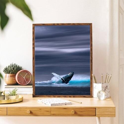 Cartoon The whale Canvas Nordic Paintings Black White Quotes Wall Painting Living Room Home Decors With You