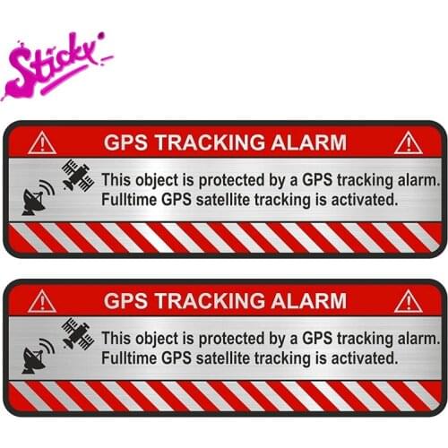 STICKY 2pcs GPS Tracking Alarm Stickers For Bicycle Motorcycle Car Alarm Anti-theft Safe Warning Plaques & Signs Car Sticker